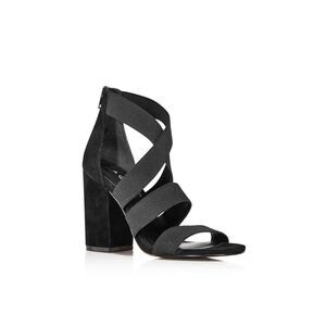 AQUA Womens Black Frenz Round Toe Block Heel Heeled Gladiator Sandal 9.5 M